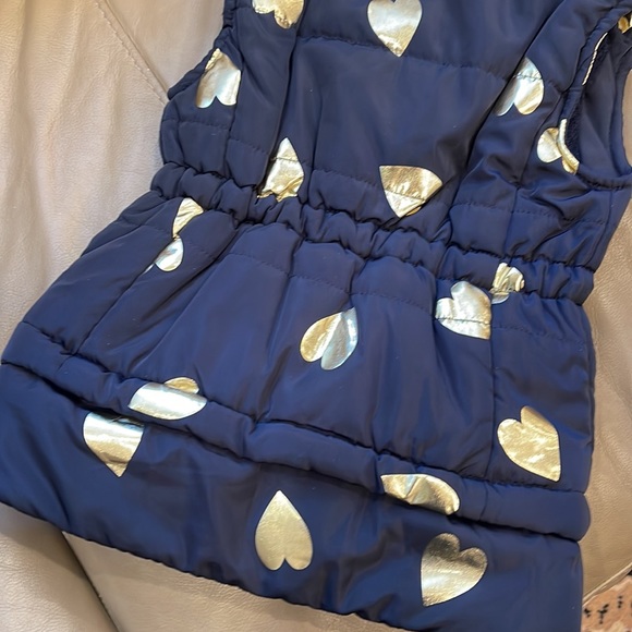 Adorable Gold Foil Heart Imoga Navy Puffer Vest with elastic waist 💙 size 4 - Picture 8 of 10